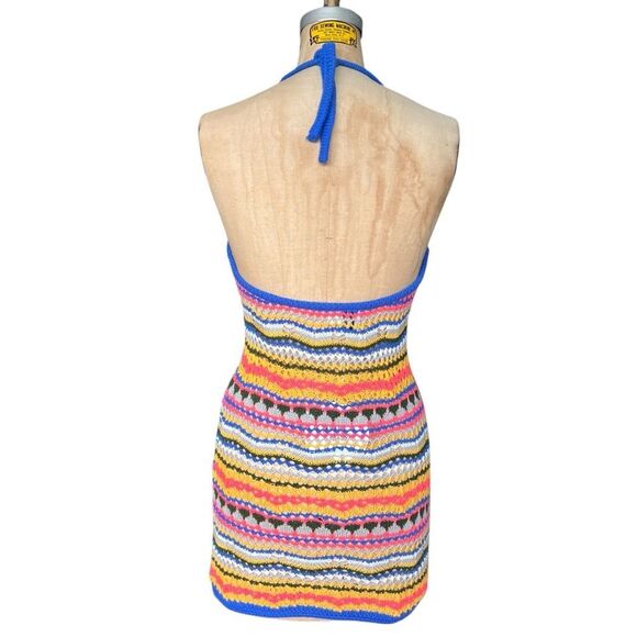 Princess Polly Multicolor Striped Knit Halter Mini Dress Size 6 - Picture 5 of 10